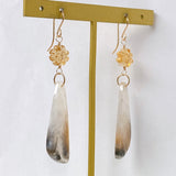 dendrite agate and citrine earrings