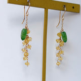 ヘリオドールとサーペンティンのミモザピアス