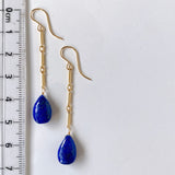 lapis lazuli bar chain earrings