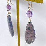 grape agate and amethyst earrings