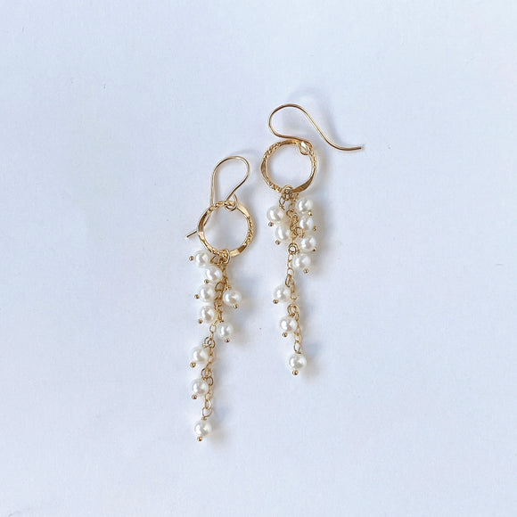 淡水パールのリングロングピアス