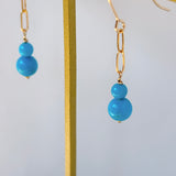 スリーピングビューティーターコイズの丸玉ダブルピアス