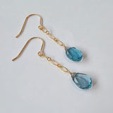 ロンドンブルートパーズのダイヤチェーンのピアス