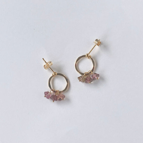 バイカラートルマリンのスタッドリングピアス