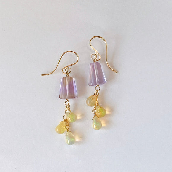 ametrine and opal drop earrings 