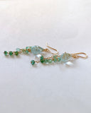 Large aquamarine and emerald earrings