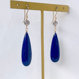 大きなラピスラズリとラブラドライトのピアス