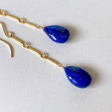 lapis lazuli bar chain earrings