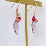 Peruvian rhodochrosite, lavender amethyst, ruby ​​and rainbow moonstone earrings 