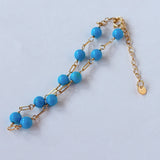 スリーピングビューティーターコイズの丸玉ステーションブレスレット