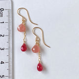 Delicate rhodochrosite and ruby ​​earrings from Peru 