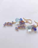 Large aquamarine and tanzanite long earrings