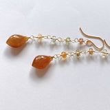 Golden shine moonstone and natural zircon earrings 