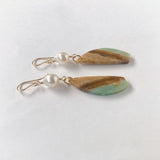 オパライズドウッドとアコヤパールのピアス5-31