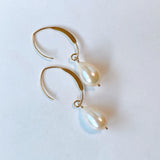 Single large drop freshwater pearl earrings 