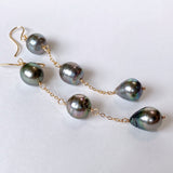 Three long South Sea pearl earrings 