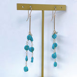 ソノランターコイズとアコヤケシパールのロングピアス