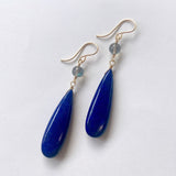 大きなラピスラズリとラブラドライトのピアス