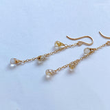 ルチルクォーツの3連ピアス