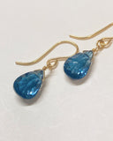 コンケーブカットロンドンブルートパーズの一粒ピアス