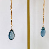 Concave London Blue Topaz Bar Chain Earrings 