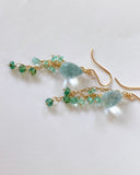 Large aquamarine and emerald earrings