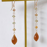 Golden shine moonstone and natural zircon earrings 