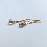 Golden rutilated quartz bar chain earrings