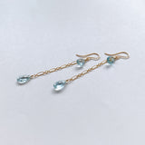 アクアマリンのダブルロングピアス