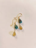 エメラルドとゴールデンルチルクォーツのピアス