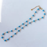 スリーピングビューティーターコイズの丸玉ステーションネックレス