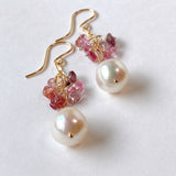 Akoya baroque and spinel bouquet earrings