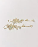 ラウンドカットオパールのセミロングピアス