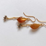 Golden shine moonstone and brown diamond earrings 