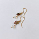 トルマリンリーフとオパールのコンパクトピアス