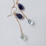 アイオライトとアクアマリンのピアス