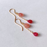 Delicate rhodochrosite and ruby ​​earrings from Peru 