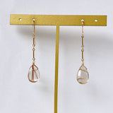 Golden rutilated quartz bar chain earrings