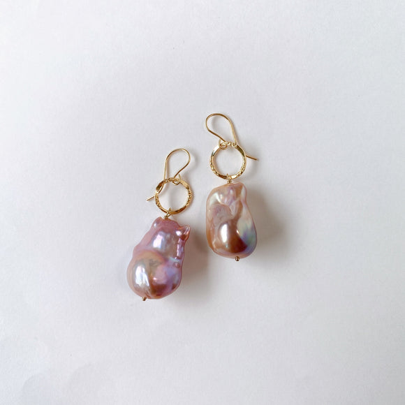 Oyster baroque pearl ring earrings