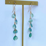 フローライトの五連ロングピアス　グリーン