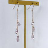 アフガニスタンフローライトのトリプルピアス　ピンク