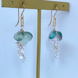 フローライトと両剣水晶のピアス