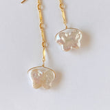 butterfly pearl bar chain earrings 