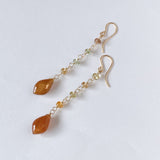 Golden shine moonstone and natural zircon earrings 