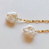 butterfly pearl bar chain earrings 