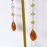 Golden shine moonstone and natural zircon earrings 