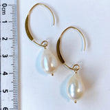 Single large drop freshwater pearl earrings 