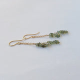 モルダバイトのダブルラインピアス