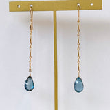 Concave London Blue Topaz Bar Chain Earrings 