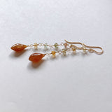 Golden shine moonstone and natural zircon earrings 